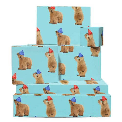 Bears In Hats Wrapping Paper | Recyclable, Made in UK