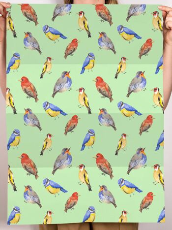 Papier cadeau oiseaux aquarelle | Recyclable, fabriqué au Royaume-Uni 2