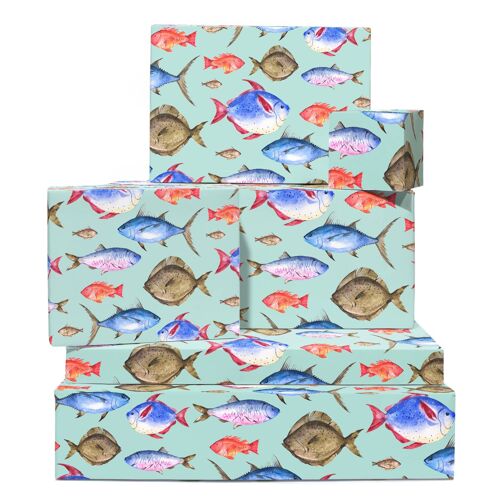 Watercolor Fish Wrapping Paper | Recyclable, Made in UK