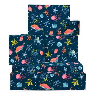 Watercolor Ocean Life Wrapping Paper| Recyclable, Made in UK
