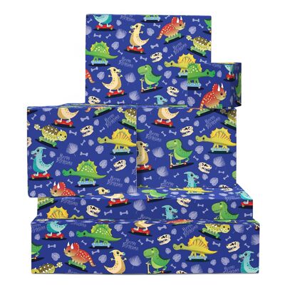 Skating Dinos Wrapping Paper | Recyclable, Made in UK