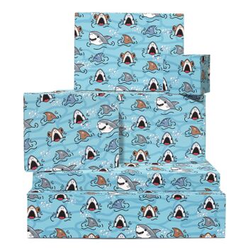 Papier Cadeau Requins | Recyclable, fabriqué au Royaume-Uni 1