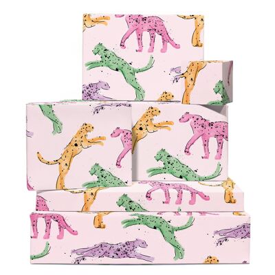 Papel de regalo de guepardo acuarela | Reciclable, fabricado en el Reino Unido.