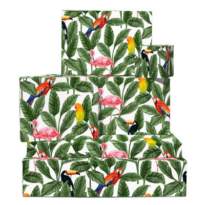 Tropisches Vogel-Geschenkpapier Einpackpapier | Recycelbar, hergestellt in Großbritannien
