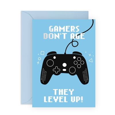 del videojugador no envejece la tarjeta de cumpleaños | Respetuoso con el medio ambiente, fabricado en el Reino Unido.