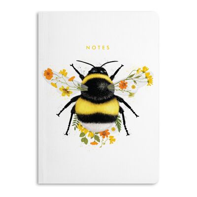 Blumen-Hummel-Notizbuch, liniertes Notizbuch | Umweltfreundlich