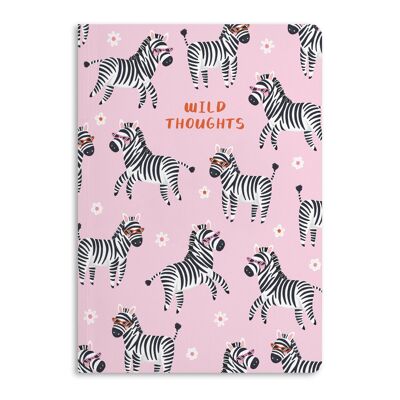 Wilde Gedanken Zebra Notizbuch, Liniertes Notizbuch | Umweltfreundlich