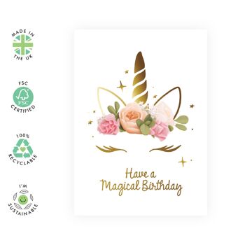 Carte de licorne d'anniversaire magique | Respectueux de l'environnement, fabriqué au Royaume-Uni 2