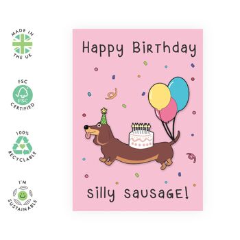 Carte de saucisse stupide de joyeux anniversaire | Respectueux de l'environnement, fabriqué au Royaume-Uni 2
