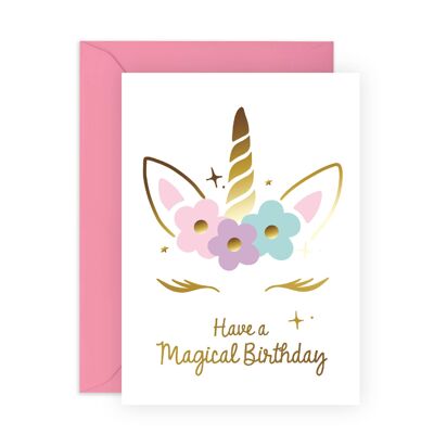 Tarjeta de cumpleaños mágica del unicornio | Respetuoso con el medio ambiente, fabricado en el Reino Unido.
