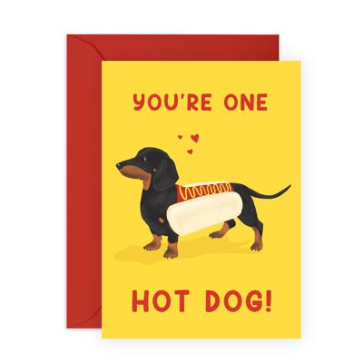 You're One Hot Dog Cute Love Card | Eco-Friendly, Made in UK