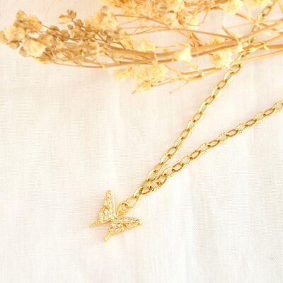 Butterfly necklace stainless steel Elisa golden