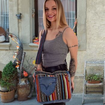 Sac durable Sunsa. Sac à bandoulière pour femme Sacs à bandoulière en coton et jeans, sac à bandoulière en jean 5