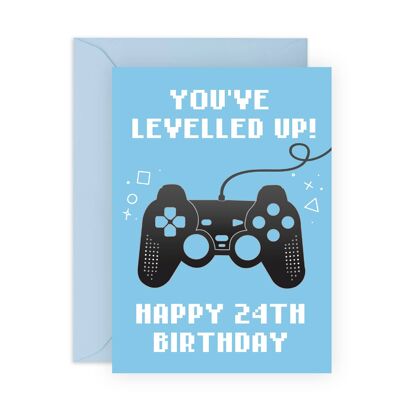 24.o cumpleaños feliz, tarjeta del videojugador | Respetuoso con el medio ambiente, fabricado en el Reino Unido.