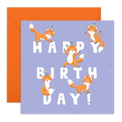 Tarjeta del feliz cumpleaños de los zorros | Respetuoso con el medio ambiente, fabricado en el Reino Unido.