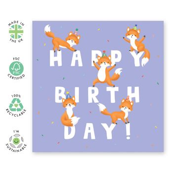 Carte de joyeux anniversaire renards | Respectueux de l'environnement, fabriqué au Royaume-Uni 2