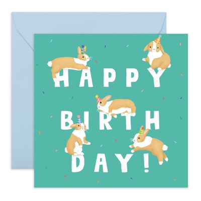 Tarjeta del feliz cumpleaños de los conejitos | Respetuoso con el medio ambiente, fabricado en el Reino Unido.