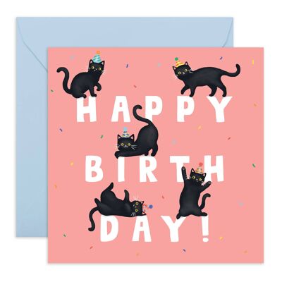 Tarjeta del feliz cumpleaños de los gatos | Respetuoso con el medio ambiente, fabricado en el Reino Unido.