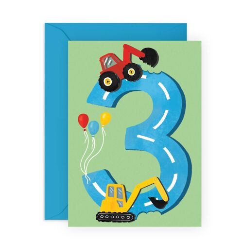 3rd Birthday Diggers Card | Eco-Friendly, Made in UK