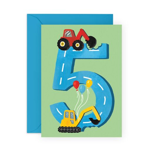 5th Birthday Diggers Card | Eco-Friendly, Made in UK