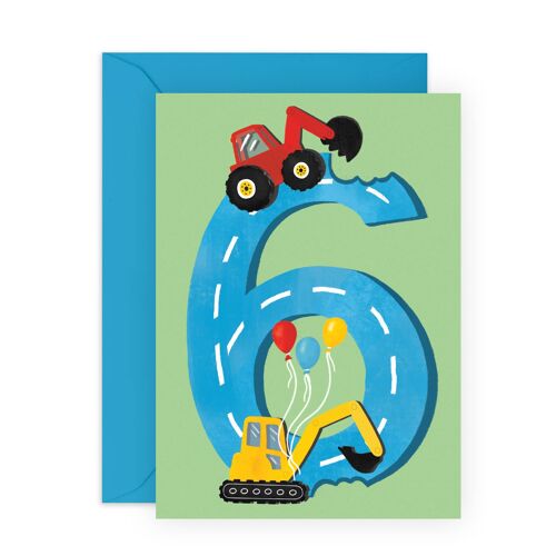 6th Birthday Diggers Card | Eco-Friendly, Made in UK