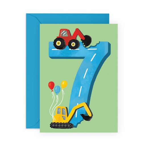 7th Birthday Diggers Card | Eco-Friendly, Made in UK
