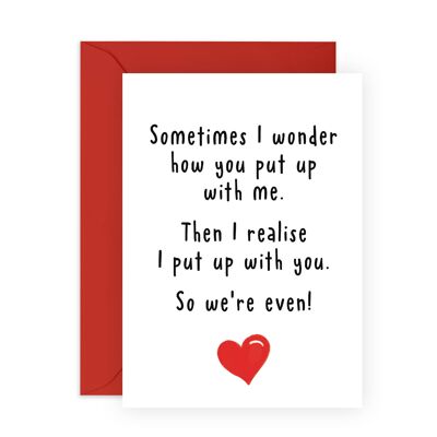 So We're Even Cheeky Love Card | Eco-Friendly, Made in UK