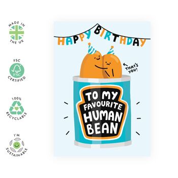 Carte de haricot humain joyeux anniversaire | Respectueux de l'environnement, fabriqué au Royaume-Uni 2
