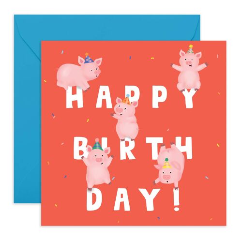 Pigs Happy Birthday Card | Eco-Friendly, Made in UK