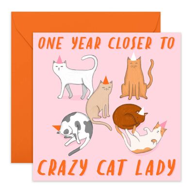 Verrückte Katzen-Dame Funny Card | Umweltfreundlich, hergestellt in Großbritannien