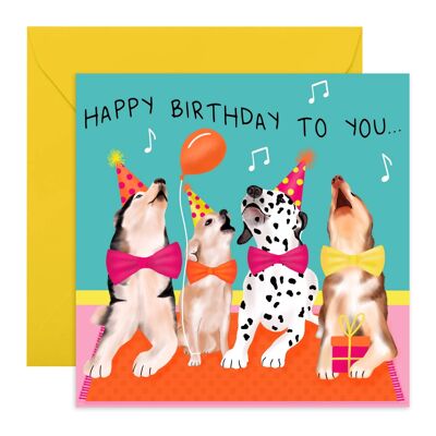 Carte d'anniversaire d'amusement de chiens de chant | Respectueux de l'environnement, fabriqué au Royaume-Uni