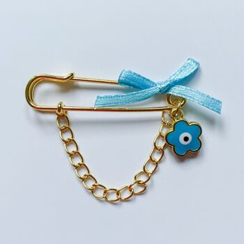 Pin's porte-bonheur comme cadeau de naissance avec Evil Eye en bleu clair et chaîne 2