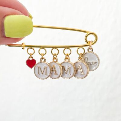 Pin amuleto Mamá, en dorado, como regalo por el Día de la Madre