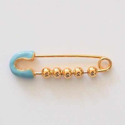 Lucky pin for baby boys as a birth gift, sky blue