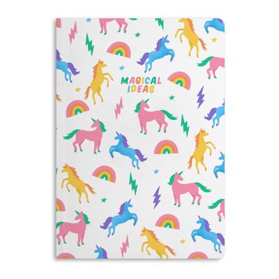 Idee magiche Notebook con unicorno, diario a righe | Ecologico