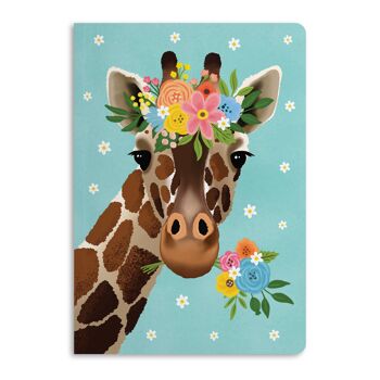 Carnet de girafe florale, journal ligné | Respectueux de la nature 1