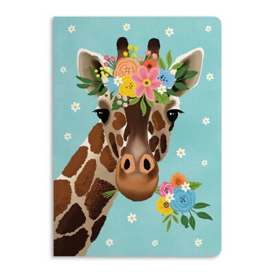 Carnet de girafe florale, journal ligné | Respectueux de la nature