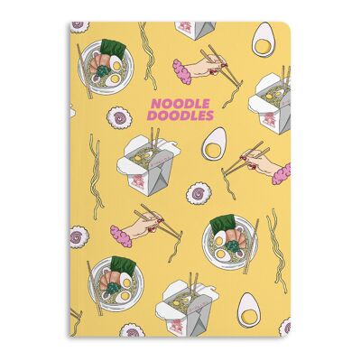 Notebook con scarabocchi di noodle, diario a righe | Ecologico