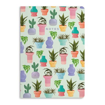 Cuaderno de plantas en maceta, diario rayado | Respetuoso del medio ambiente