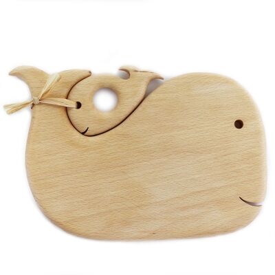 Wooden breakfast board Whale with baby whale