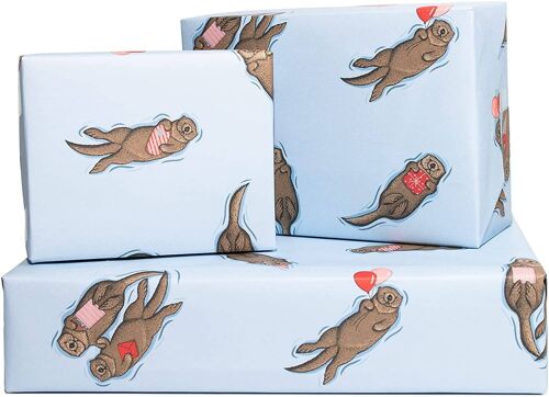 Birthday Otters Wrapping Paper | Recyclable, Made in UK