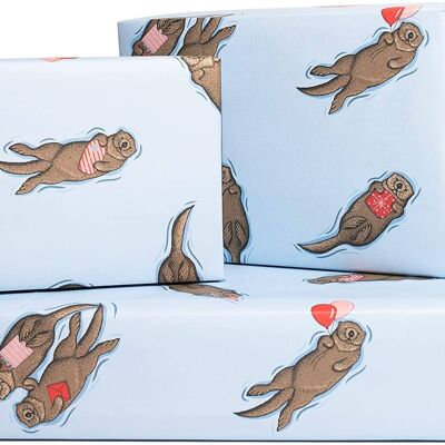 Geschenkpapier für Geburtstags-Otter | Recycelbar, hergestellt in Großbritannien