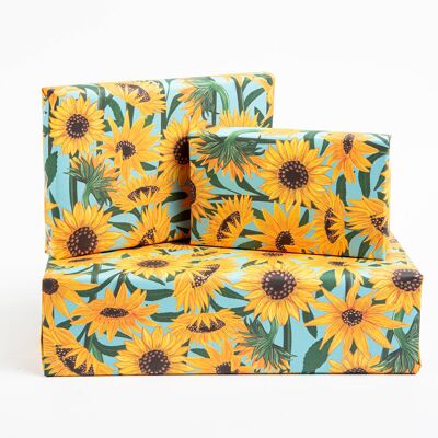 Sonnenblumen-Packpapier Einpackpapier | Recycelbar, hergestellt in Großbritannien