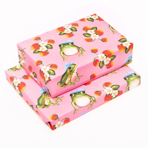 Frogs In Hats Wrapping Paper Sheet. Recyclable, made in UK