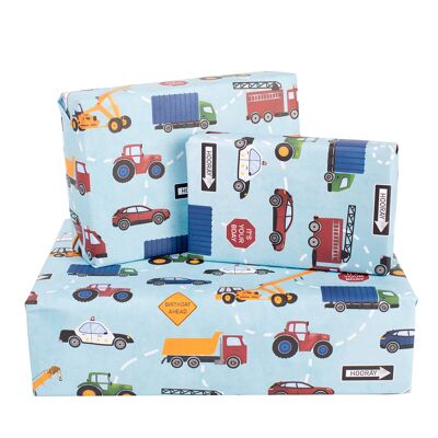 Vehicles Wrapping Paper | Recyclable, Made in UK