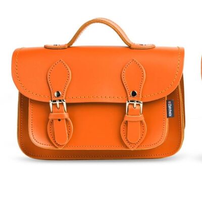 Micro Satchel Plus en Cuir Fait Main - Orange