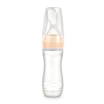 Squeeze Feeding Bottle with Spoon - Peach