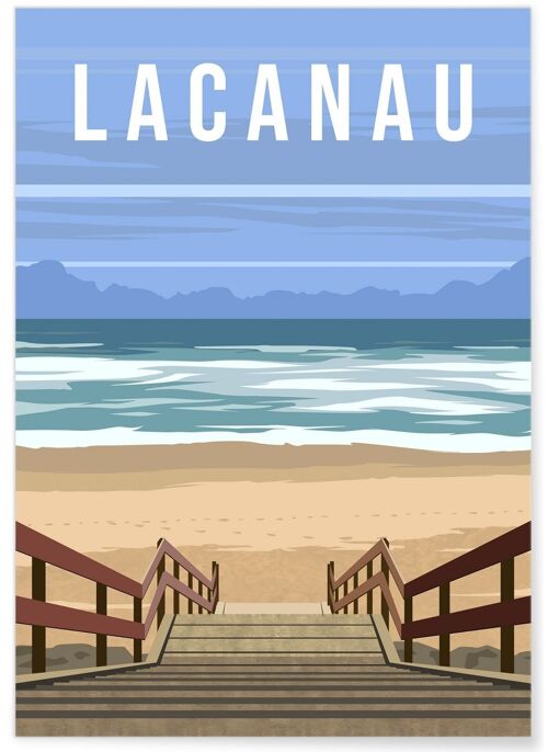 Affiche illustration de la ville de Lacanau