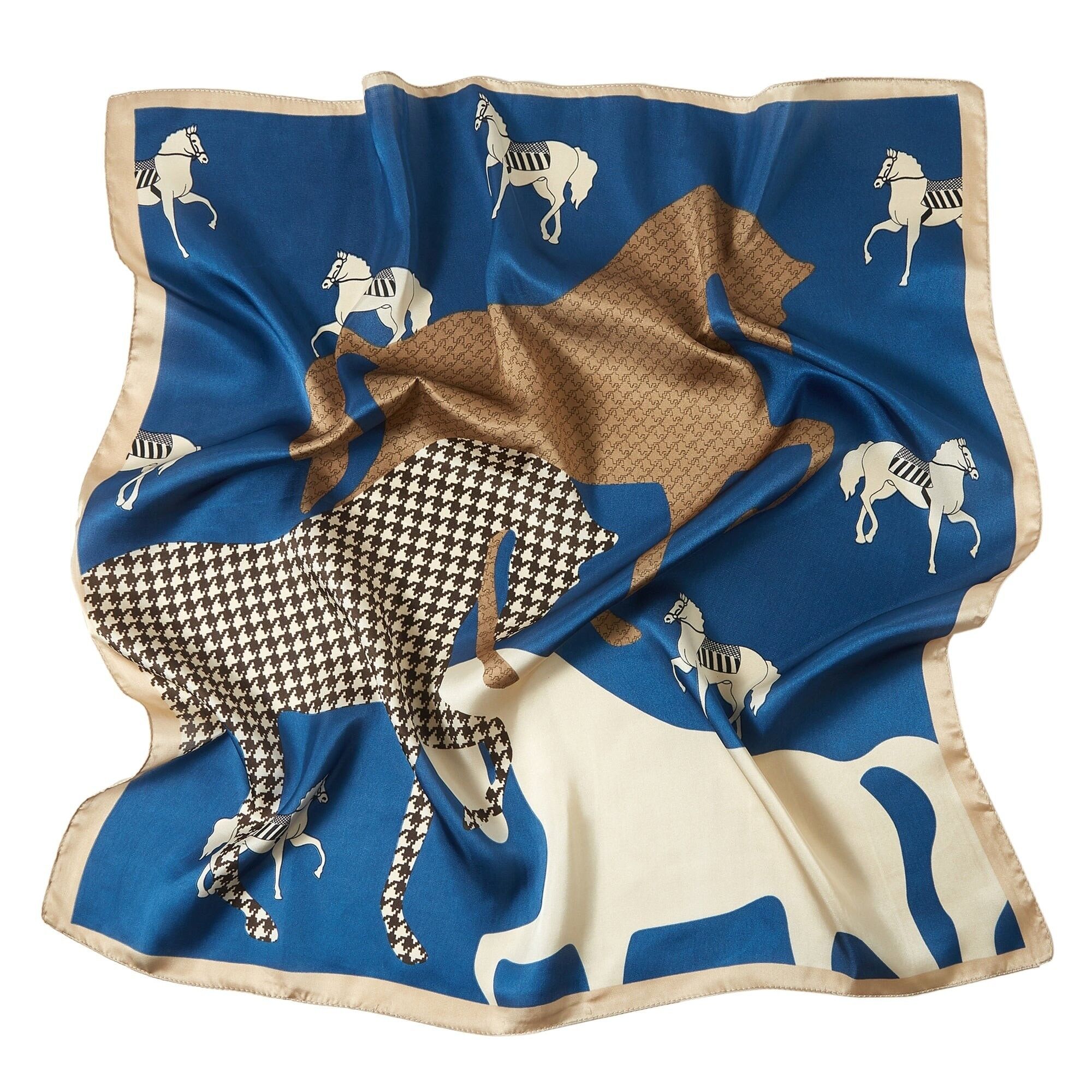 Sciarpa piccola in seta Cavalier Cléo - Blu