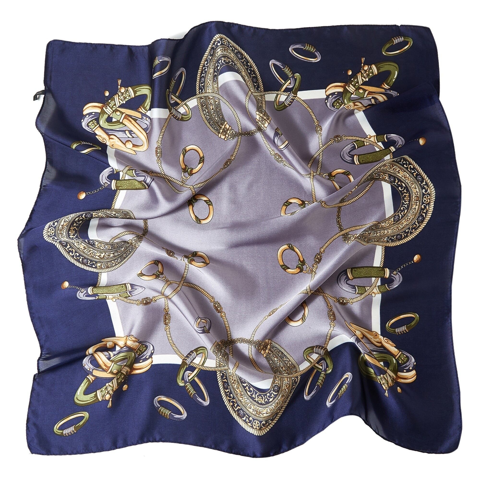 Cléo Multirings Kleiner Seidenschal - Marineblau